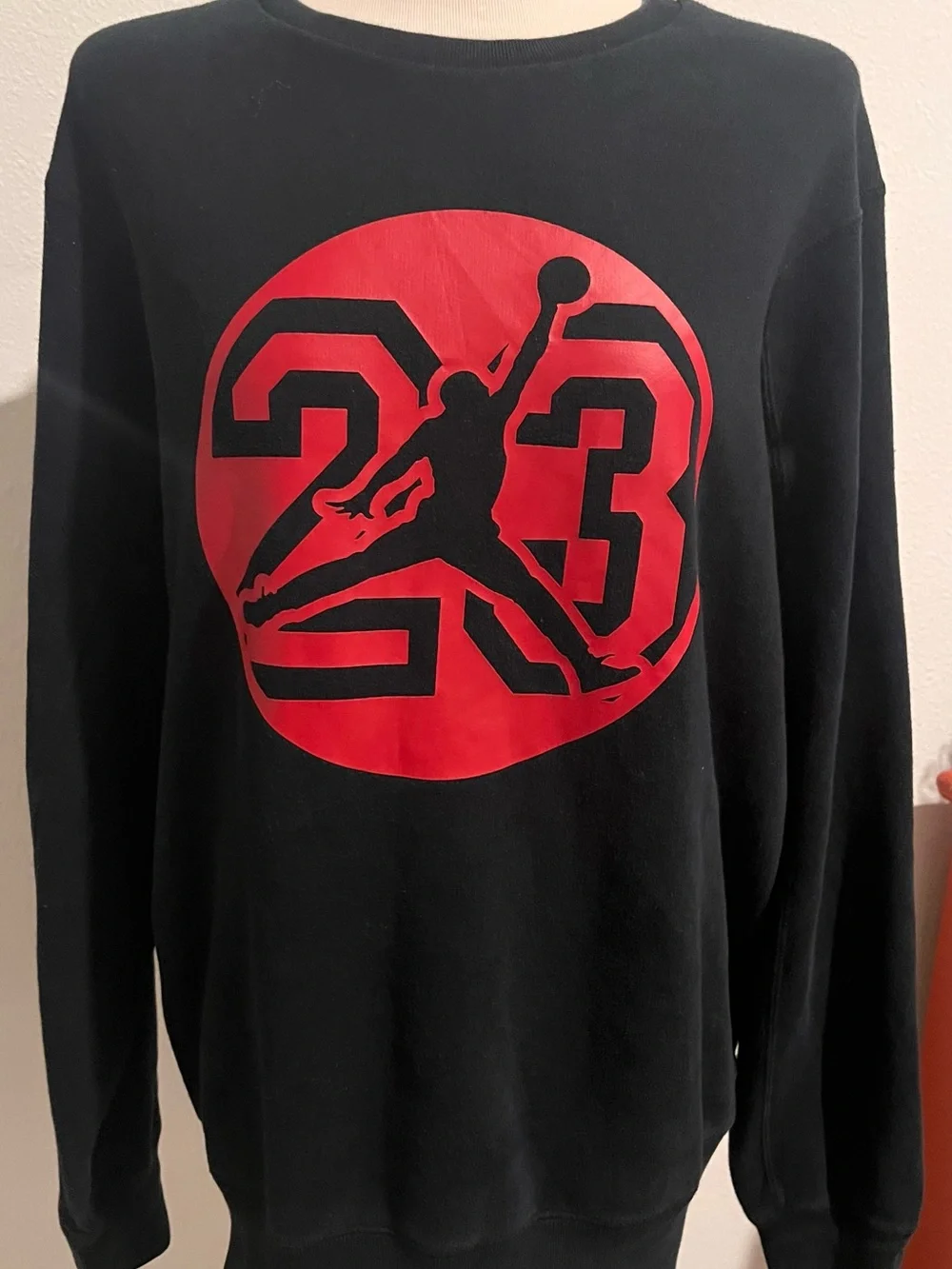 AirJordan Jumpman XL Black Crewneck Sweatshirt with Red 23